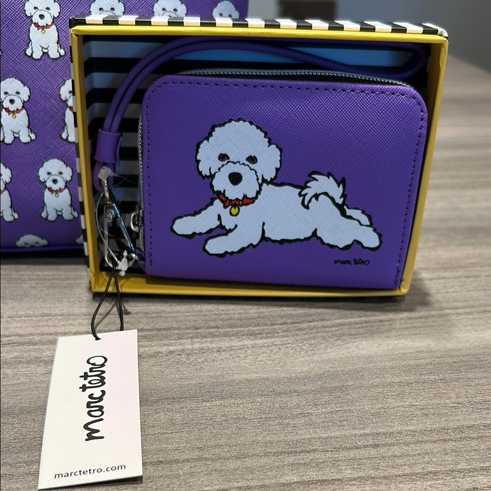 Marc Tetro Purple Bichon Print Wallet
